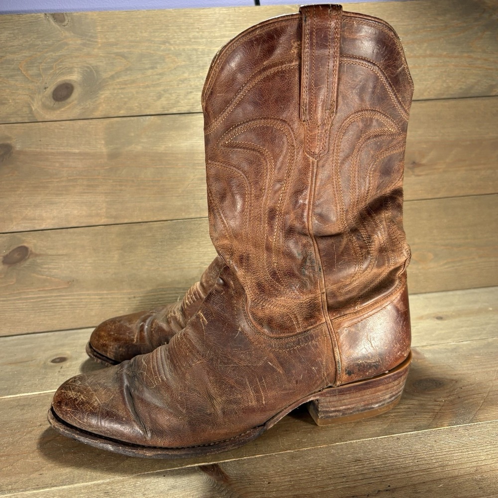tecovas the cartwright mens 12 wide EE shoes brown leather western cowboy boots